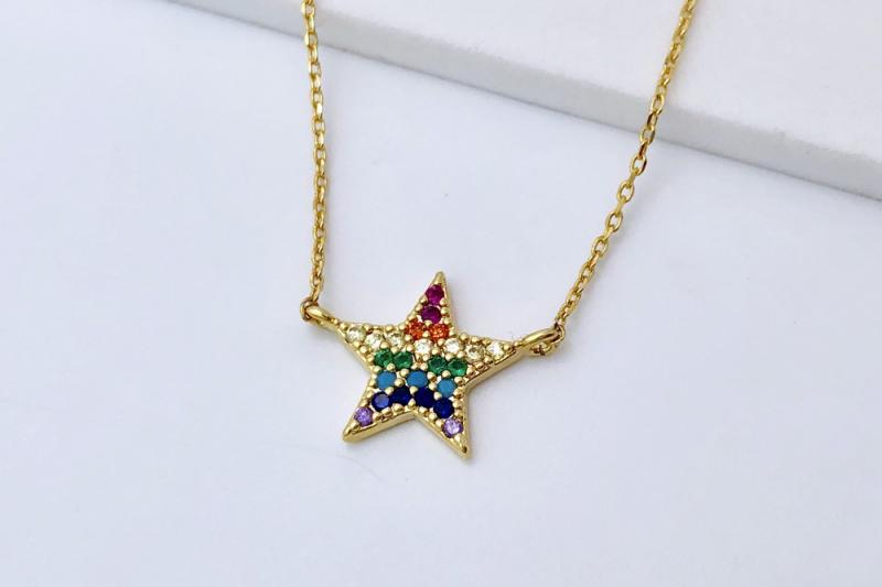 [Ozel] Girlfriend Gift Glossy Brass Cubic Necklace